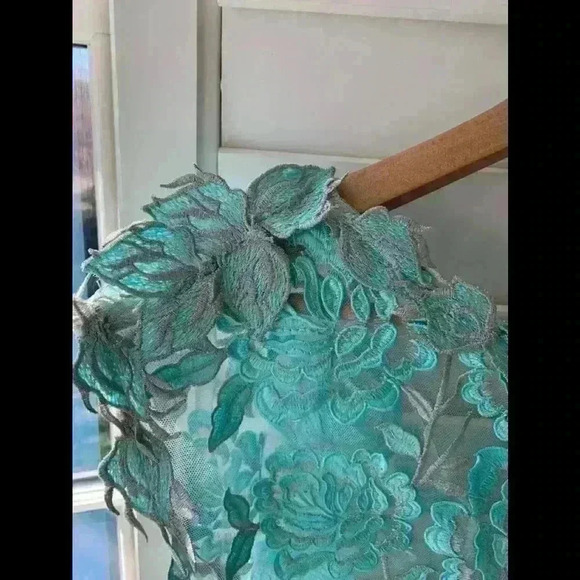 Gorgeous Turquoise and Silver hand made lace dress. - Picture 9 of 13